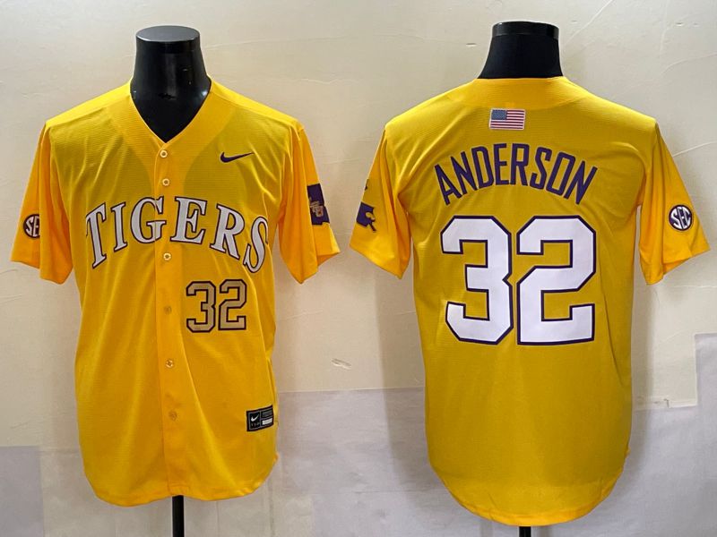 Men 2025 LSU Tigers #32 Anderson Yellow Joint Name Nike NCAA Jersey style 3->oklahoma city thunder->NBA Jersey